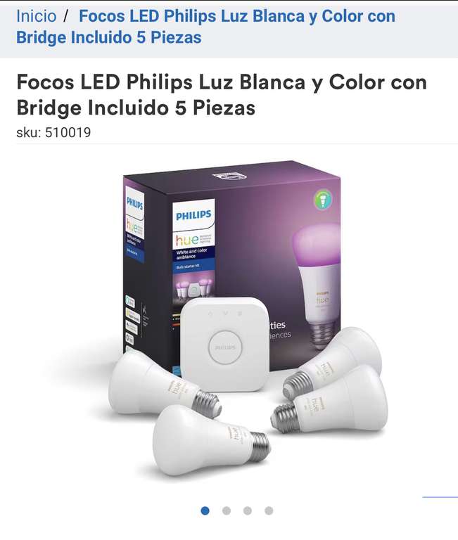 Coppel: Focos LED Philips Luz Blanca y Color con Bridge Incluido 5 Piezas