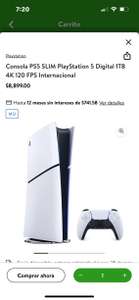 Bodega Aurrera: Consola Ps5 slim digital | Pagando con Cashi queda en $7523