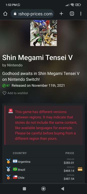 Nintendo eShop: Shin Megami Tensei V Nintendo Switch Digital Eshop Argentina