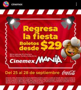 Cinemex: CinemexMania, boletos desde $29, combos a precio especial y más!