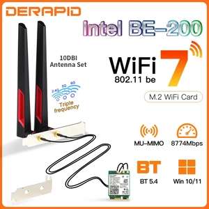 AliExpress: Adaptador de red BE200 WiFi7, Bluetooth 5,4, Triple banda, 2,4G/5G/6GHz, antena inalámbrica M.2, mejor que WiFi 6E AX210