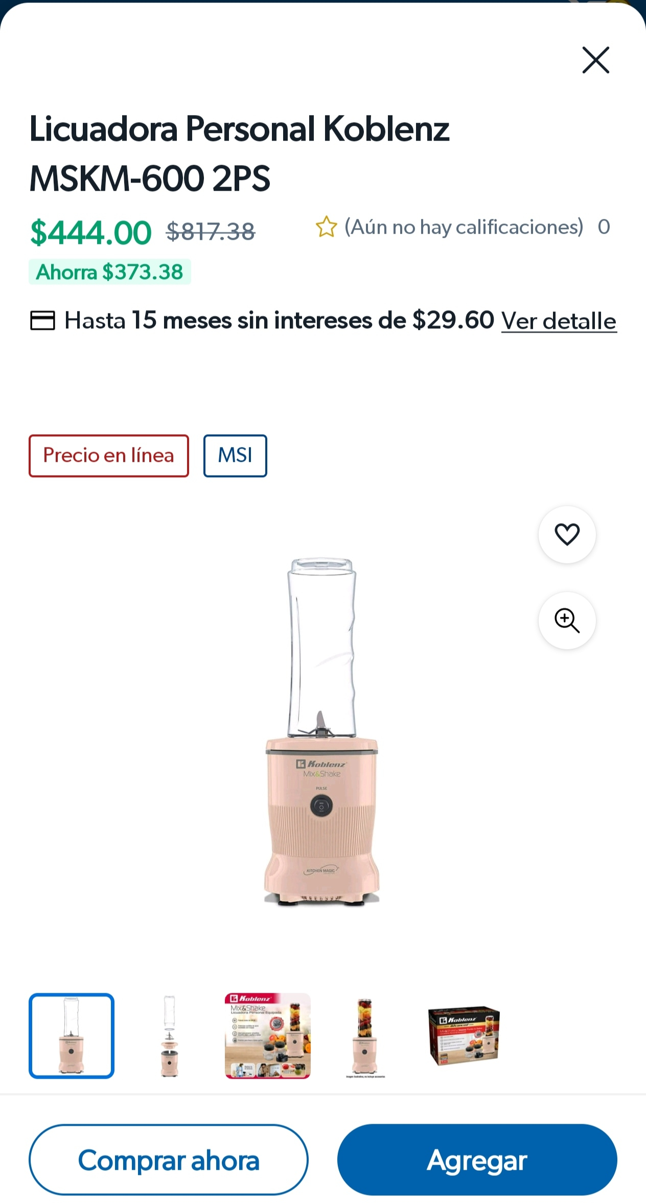 Sam's Club: Licuadora Personal Koblenz MSKM-600 2PS