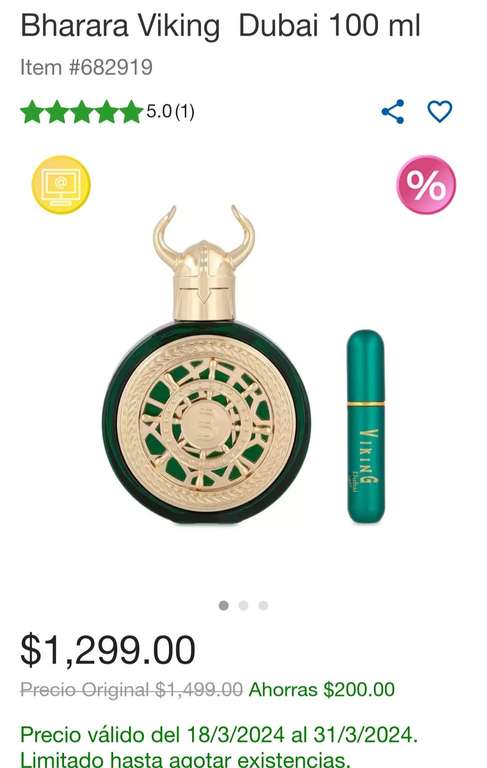 Costco. Perfume Bharara Viking Dubai 100 ml