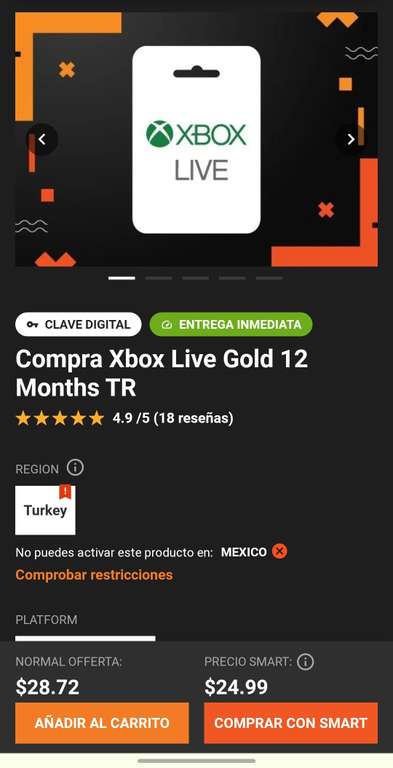 Gamivo: 12 meses live gold o 4 meses Game Pass Ultimate (TR)