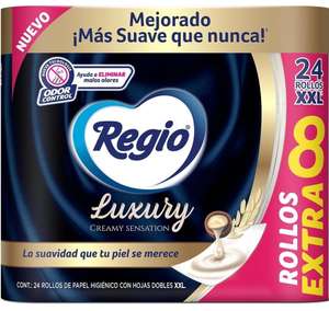 Amazon: Papel Regio Luxury Creamy Sensación con hojas dobles XXL, 24 rollos