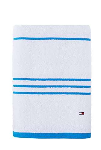 Amazon: Tommy Hilfiger Moderna Toalla de baño de Rayas Americanas, 30 x 54 Pulgadas, 100% algodón, 574 g/m² (Blanco/Azul Sueco)