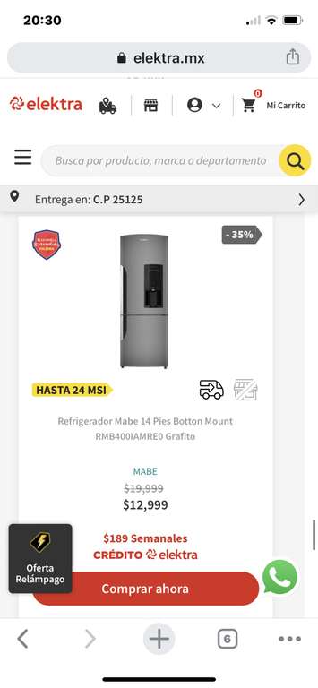 Elektra: Refrigerador mabe 14” | TDC BBVA