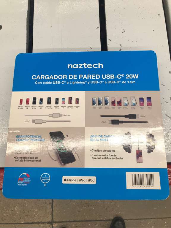 Sam's club: Kit de cargadores carga rápida marca Naztech, para IPhone y Android por $767.00