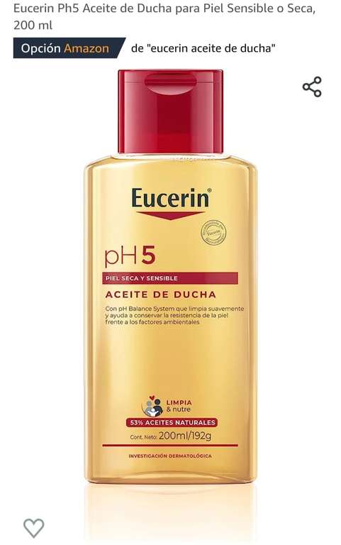 Amazon: Eucerin Ph5 Aceite de Ducha con 35% de descuento