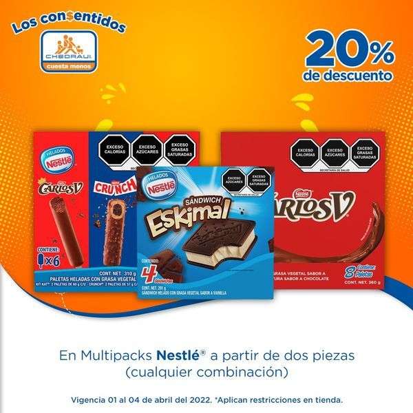 Chedraui: 20% de descuento en Multipacks Nestlé, a partir de 2 piezas