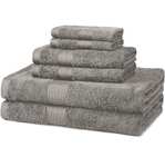 Amazon: Set de 6 toallas color gris, 100% Algodon, buenas reseñas. (Comprando 2 sets queda en $290 c/u)
