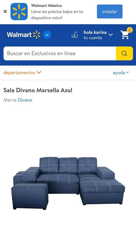 Walmart: Sala Divano Marsella Azul