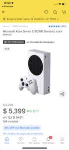 Mercado Libre: Microsoft Xbox Series S 512GB Standard color blanco | Pagando con Mercado Crédito en 1 exhibición