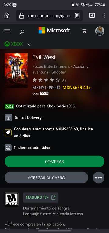 Xbox México: Evil West descuento con GOLD