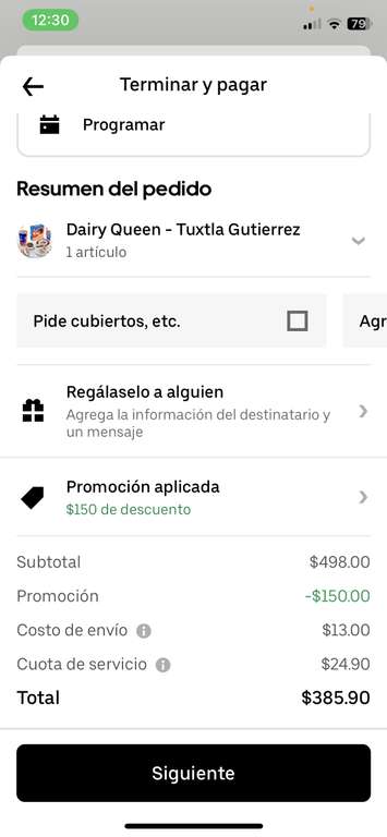 Uber Eats y Dairy Queen - Uber One Gasta $300 ahorra $150
