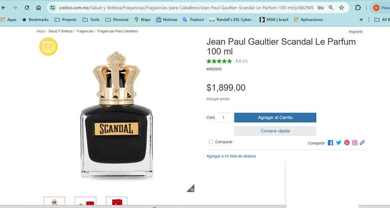 Costco: Jean Paul Gaultier Scandal Le Parfum 100 ml