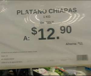Bodega Aurrera Costitlan: 1 kg de plátano Chiapas a $12.90