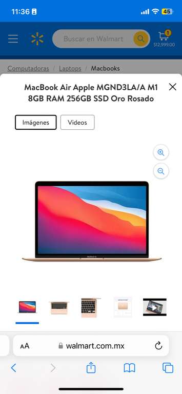 MacBook M1- $11,750 Walmart (con Citibanamex)