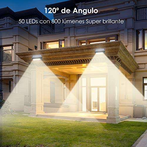 Amazon: Lámparas Solares, Joly Joy Luz Solar 50 LED Lámpara de Pared con Sensor de Movimiento Exterior Impermeable IP65