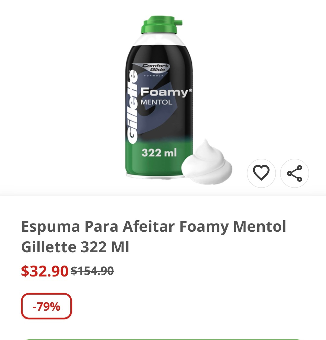 Alsuper Chihuahua: Espuma para afeitar Gillette Foamy Mentol 322 ml