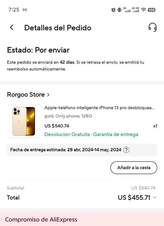 AliExpress: iPhone 13 pro 128gb Reacondicionado