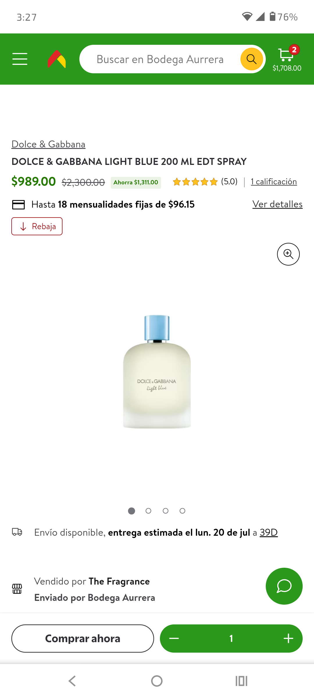 Bodega Aurrera: DOLCE & GABBANA LIGHT BLUE 200 ML EDT SPRAY The Fragrance