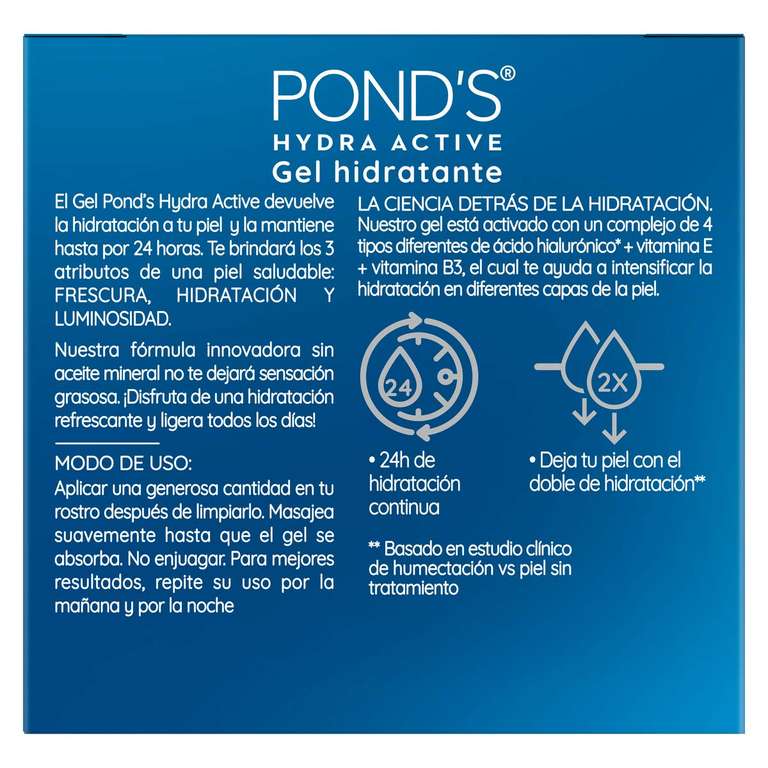 Chedraui: gel hidratante facial Ponds Hydra active con ácido hialurónico - Xalapa