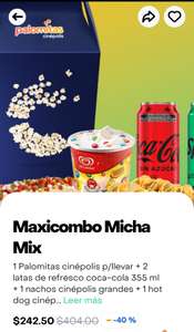 Rappi: Maxi combo micha mix, cinépolis