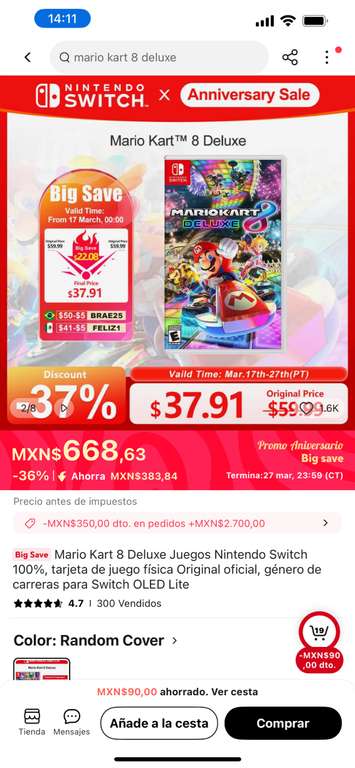 AliExpress: Mario Kart 8 deluxe Nintendo Switch