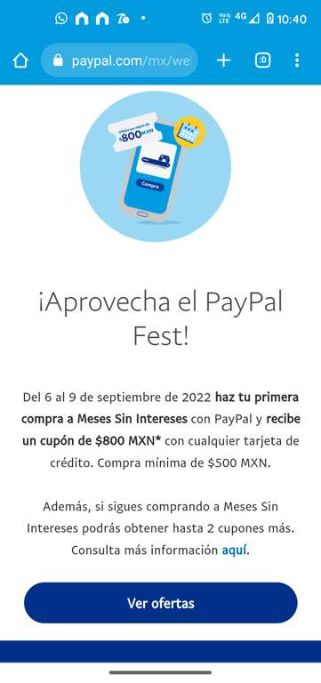 PayPal: haz tu primera compra a MSI con PayPal y recibe un cupón de $800 MXN