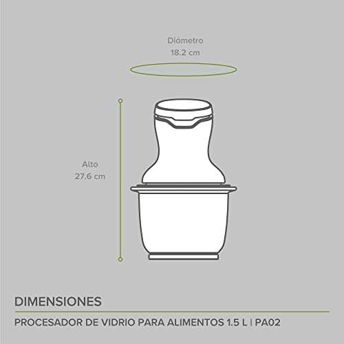Amazon: Procesador de Alimentos, Material de Vidrio, (Pica, Licua, Ideal para Puré y Mezclar una Gran Variedad de Alimentos en Instantes)