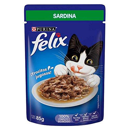 Amazon: FELIX Alimento Húmedo Sabor Sardina, Paquete con 24 Pzas de 85g