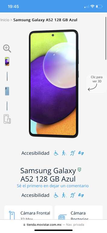 Movistar: Samsung Galaxy A52 128 GB Azul