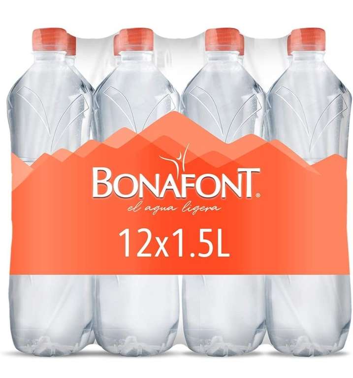AMAZON: Bonafont, Agua Natural, 1.5 litros, 12 PIEZAS.