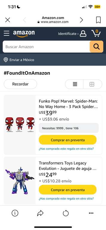 Amazon USA - Funko 3 Pack Spidermans (No Way Home) PREVENTA