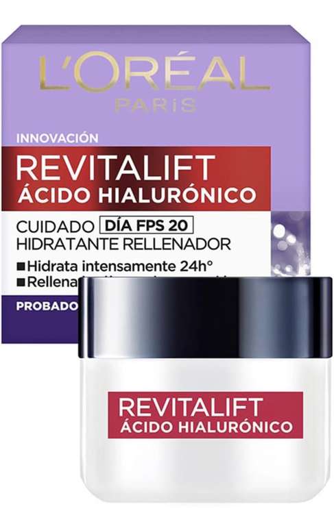 Amazon: Crema hidratante anti-líneas de expresion Revitalift Ácido Hialurónico Día de L'Oréal Paris, 50 ml
