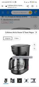 Walmart: Cafetera Atvio Home 12 Tazas Negra