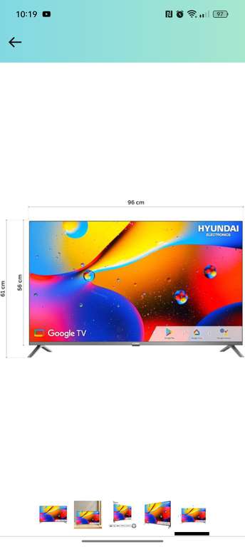 Amazon: Pantalla Hyundai Smart TV Google TV Compatible con Alexa 2023 (43" Full HD)