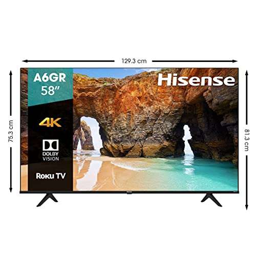 Amazon: Hisense 58" A6GR 4K UHD TV, HDR Dolby Vision (58A6GR, 2021)
