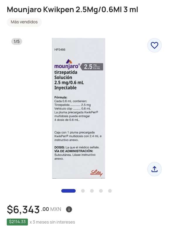 Mounjaro 2.5, 5, 7.5, 10 en Farmacias del Ahorro at Farmacias del Ahorro