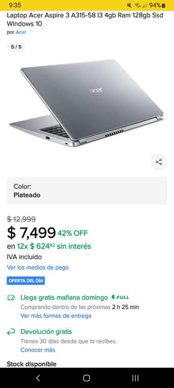 Mercado Libre Laptop Acer Aspire 3