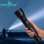 AliExpress: PEETPEN-Linterna L80 de mano potente de largo alcance, luz de aluminio fuerte, recargable por USB, 1km