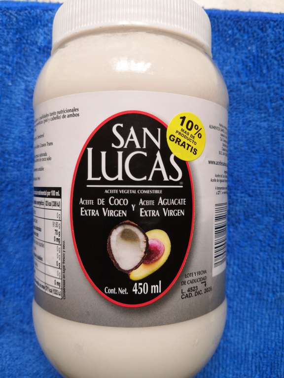 Walmart: aceite de coco y aguacate extravirgen marca San Lucas de 450 grs. en 18.01