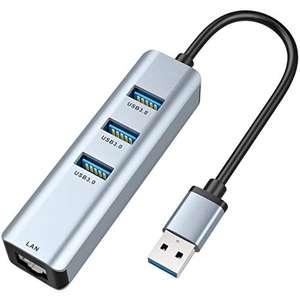 Amazon: Adaptador USB a Ethernet, 4 en 1 de aluminio con puerto LAN de red Gigabit RJ45 10/100 / 1000Mbps, 3 puertos USB 3.0