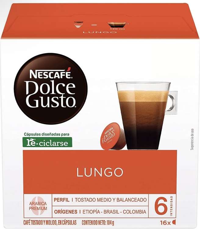 Amazon renea y cancela: 3 cajas con 16 Cápsulas para café Nescafé Dolce Gusto Lungo