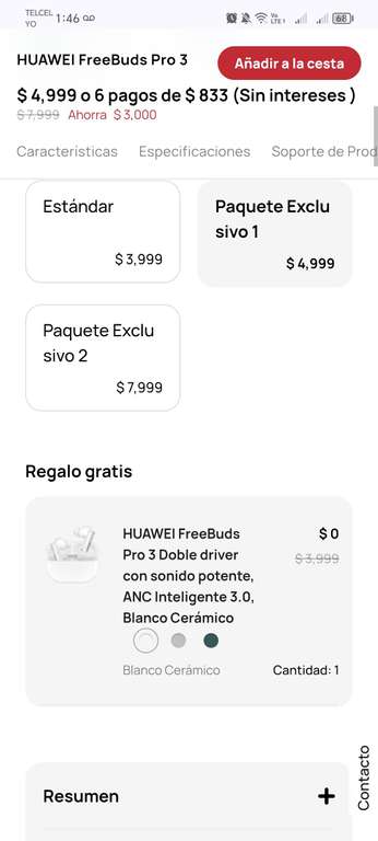 Tienda Huawei: 2 audífonos Huawei Freebuds Pro 3