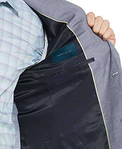 Amazon: Perry Ellis Chamarra de Traje de Mezcla de Lino con Textura Ajustada Blazer para Hombre talla XL