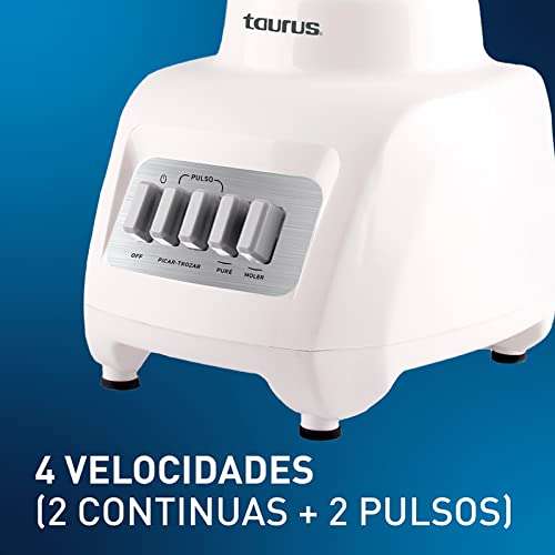 Amazon: Taurus GRANITE Licuadora de Vidrio con Capacidad 1 Litro 400 Watts de potencia 4 Velocidades Cuchillas AceroInoxidable