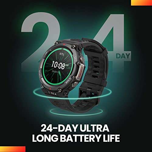 Amazon: Amazfit T-Rex 2, Smartwatch con GPS, Autonomía 24 Días, Pantalla AMOLED HD, 158 Modos Deportivos - Negro