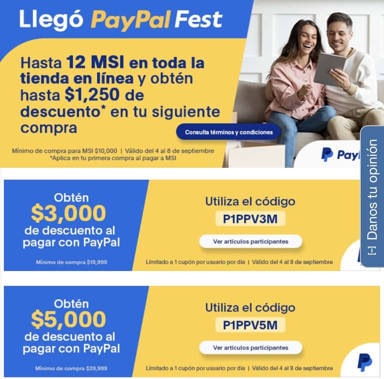 Costco: PayPal Fest, Cupones para $3000 Y $5000 OFF, MSI + $1,250 siguiente compra